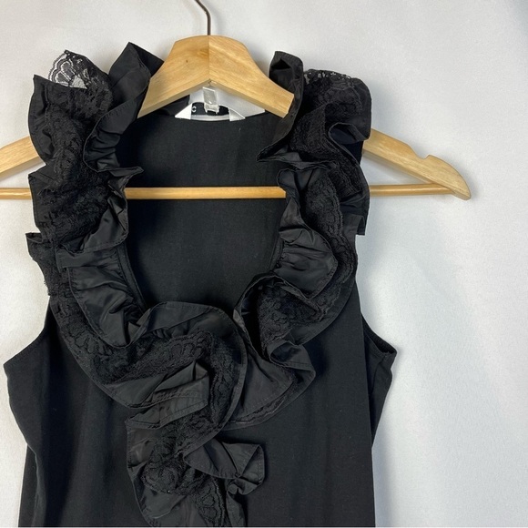 Cabi Black Taffeta Ruffle Neck Sleeveless Tank Top #564 XS - Picture 4 of 4